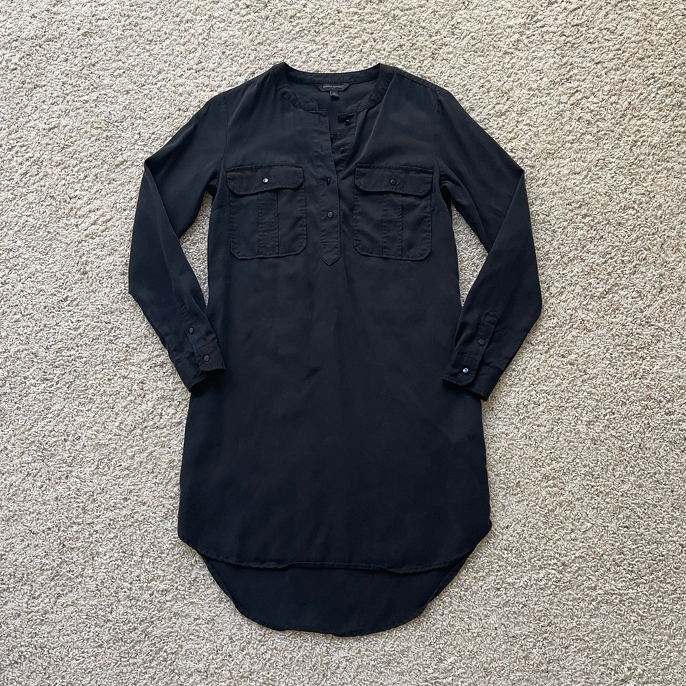 Banana Republic Factory Black Long Sleeve Shirtdress Dress - Size 0